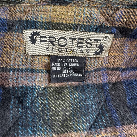 Protest Clothing Corduroy Quilted Vest Blue Plaid Flannel Lined 100% Cotton XL - Picture 10 of 14